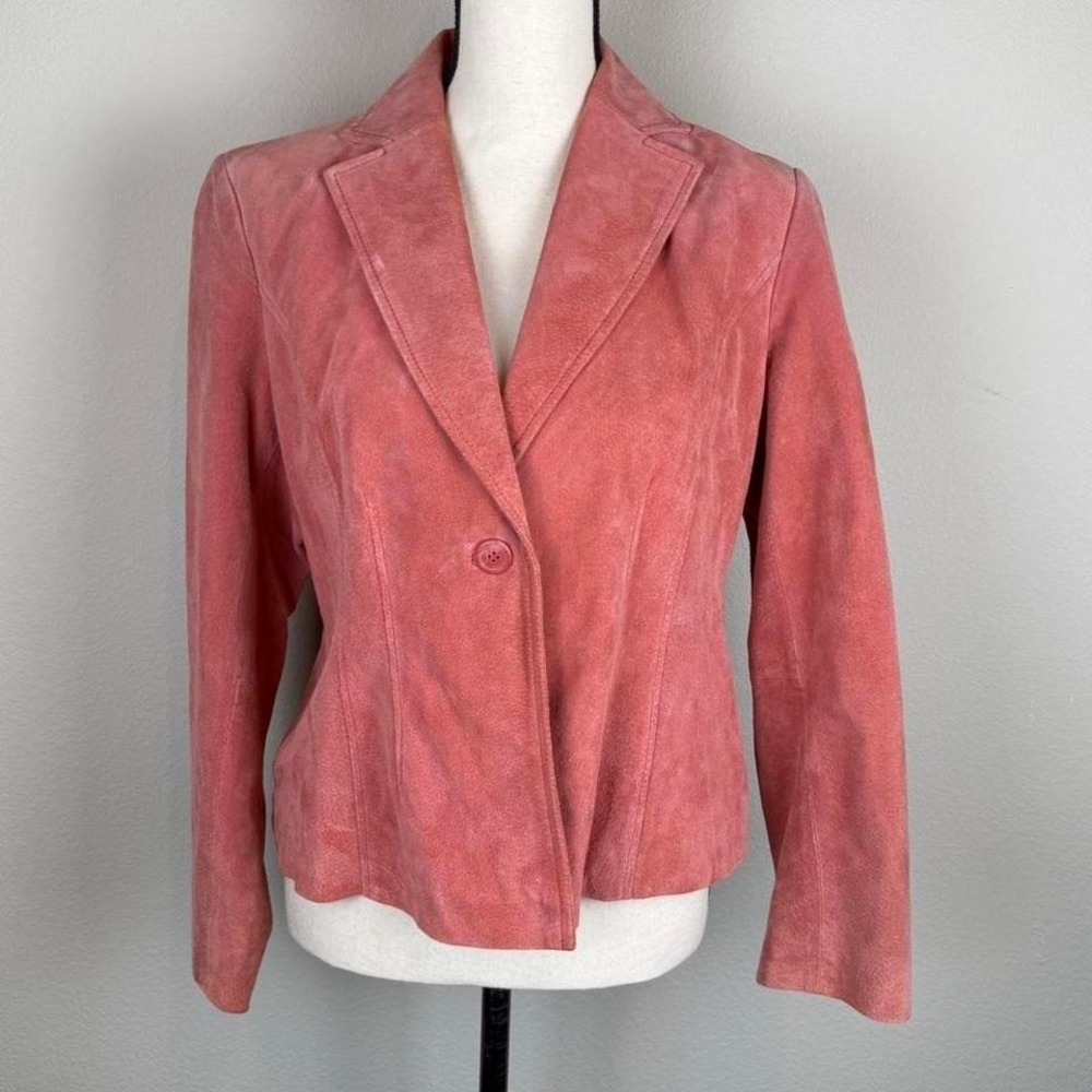 Vintage relativity pink suede leather blazer jacket Size Petite large